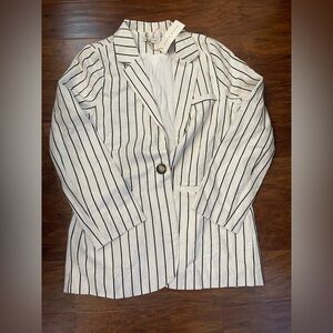 NWT Moon River Striped Linen Blend Blazer Size M